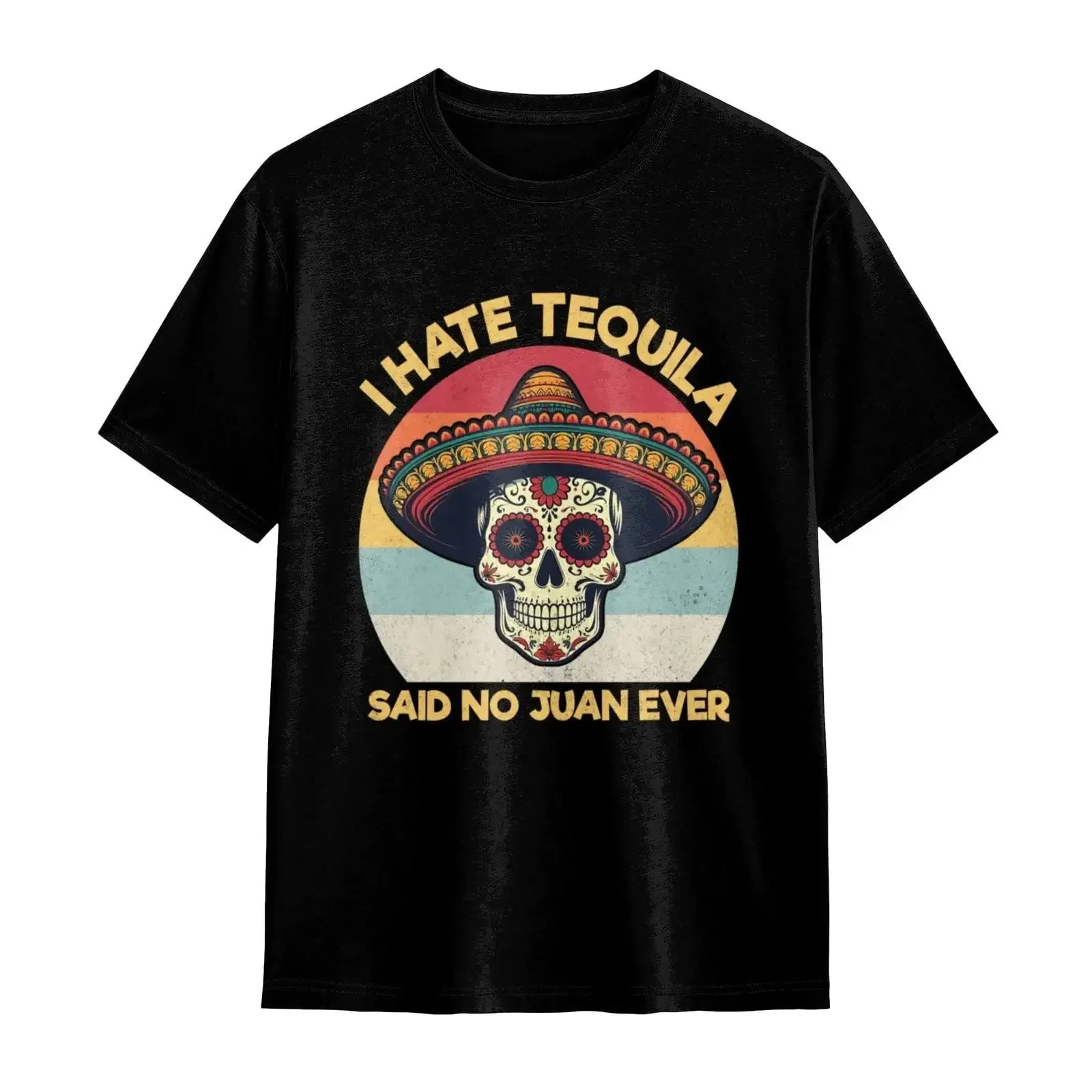 Camiseta Calavera Mexicana 'Odio el Tequila Dijo No Juan Nunca' Retro Día de Muertos vintage Lavada para Uso Diario