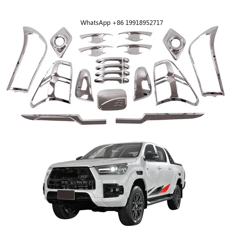 Car Accessories Chrome&Plastic Full Set Chrome Kits for Hilux Revo 2015-2017 Chrome Set Accessories JJ704