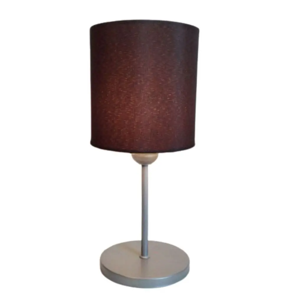 Table Lampshade Md-2010 Base Grey Dome Fabric Cilindrica 14x15cm Coffee-Bivolt