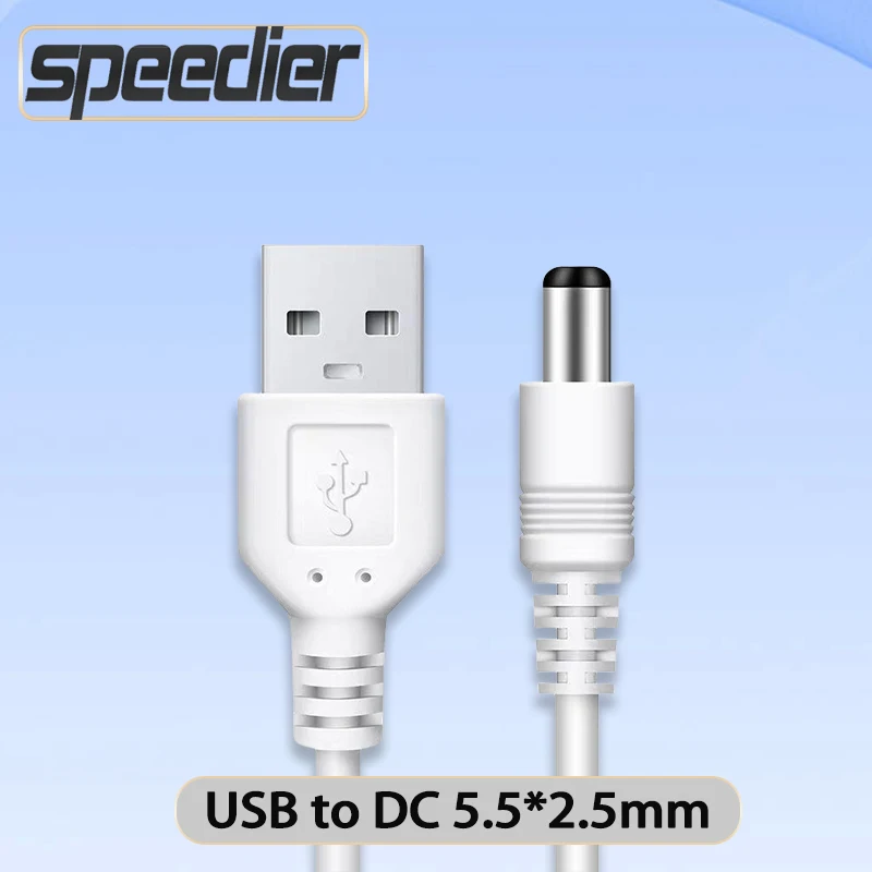 

White USB To 5.5*2.5mm /DC 5525 5.5x2.5mm 5.5 mm x 2.5 mm 5.5mm/2.5mm Jack Plug DC Power charging charge Adapter Cable 1M 3FT