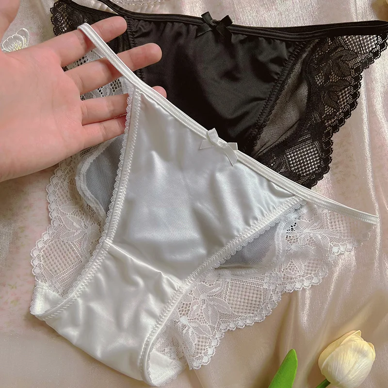 Womens Sexy French Style Lace Underwear New Style Pure Girl\'s Briefs Seamless Ice Silk Summer High Split Underwear