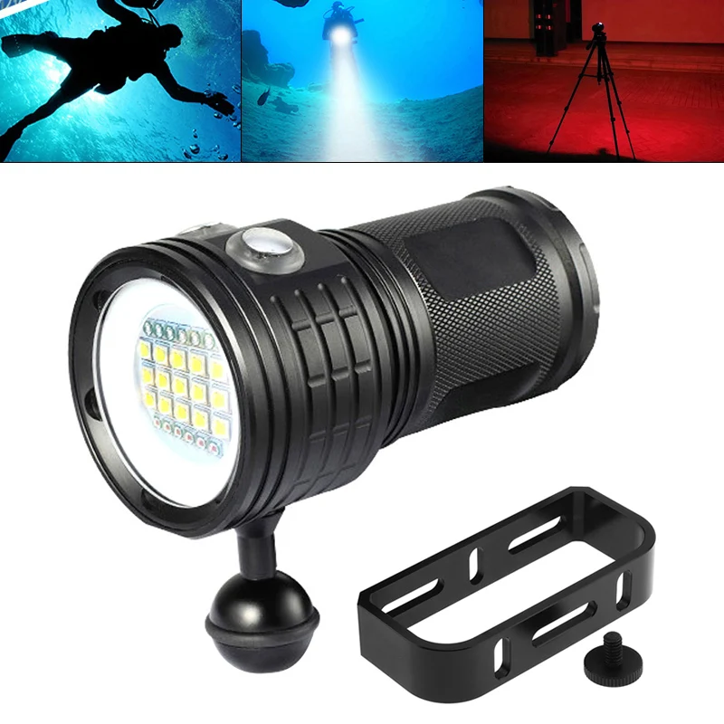 QX27 500W Underwater 80m Diving Flashlight with Spherical Bracket Photography Video Fill Light Torch Diving Video Lights