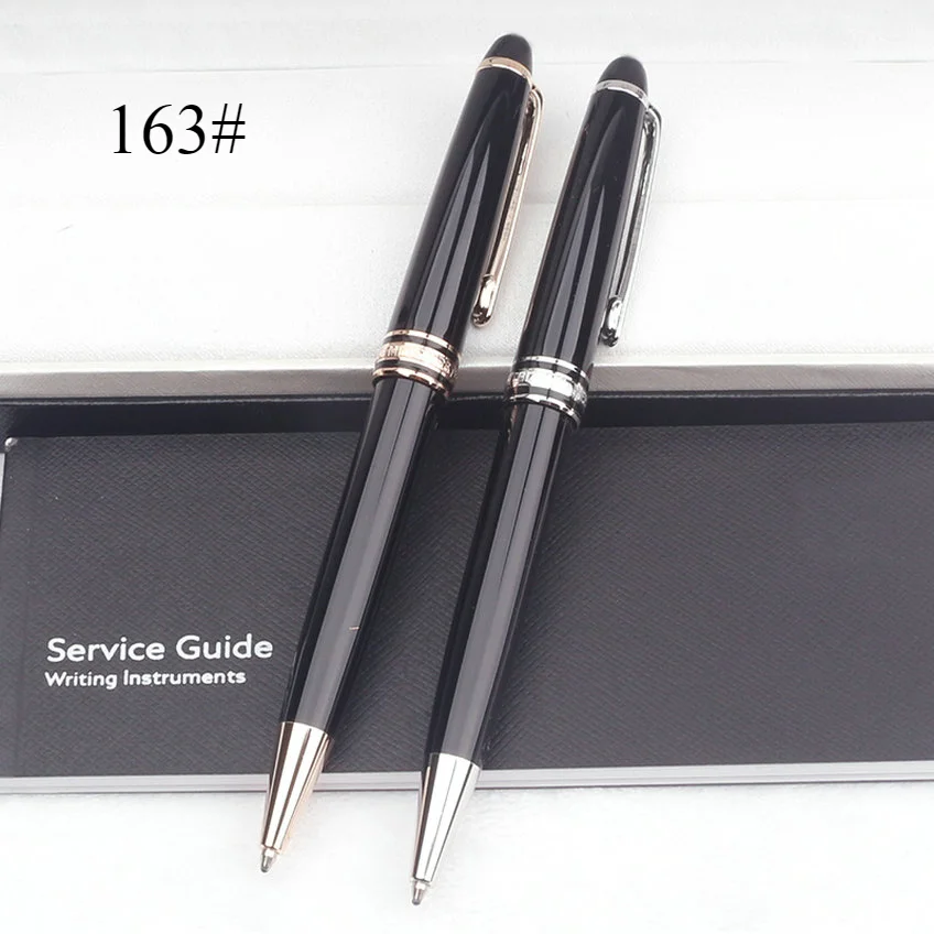 High Quality MB 163 145 149 Msk Ballpoint Pen Luxury Black Resin Rollerball Fountain Pens Platinum Coated Inlay Serial Number