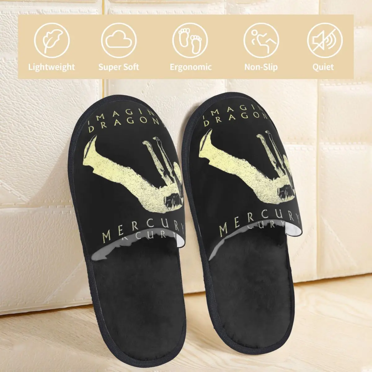 Mercury Golden Imagine Dragons Home Cotton Shoes Slippers Non-slip Soft Memory Foam Cotton Slippers Bedroom