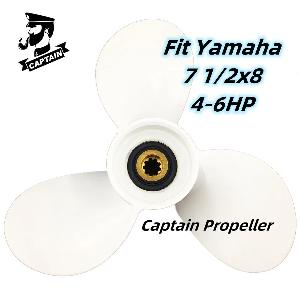 Captain Boat Propeller 7 1/2x8 Fit Yamaha Outboard Engine 4 5 6 HP Motor Aluminum Alloy Screw 3 Blade 9 Tooth Spline RH