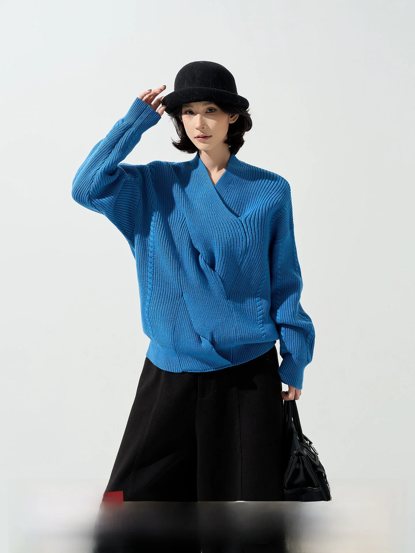 

Loose Long Sve V-Ne Knitted Sweater Women's Spring New Sle Korean Lazy Faion Overhead Top by Wu TongTong