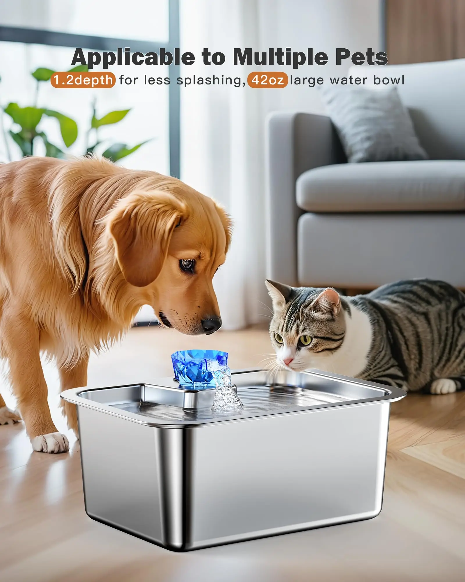 New Stainless Steel Pet Drinking Fountain | Quiet & Efficient Water Fountain with Filtration | 2-11L Sizes for Dogs & Cats
