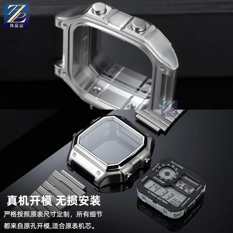 For Casio 3299 AE-1200 AE-1200WH AE1300 Modified 304 Stainless Steel Watch Case Shell AE1200 All Metal Case Steel Watchband