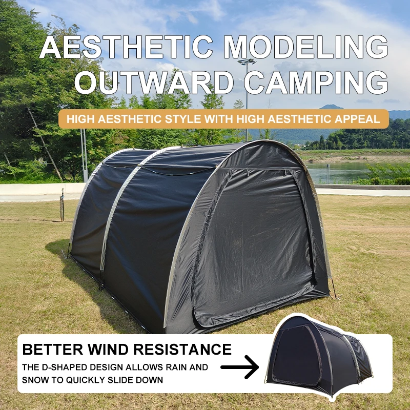 Motorcycle Tent - Fully Waterproof 2 Person Tunnel Shelter with Bike Garage - Easy Setup Dome for Touring & Hiking Fishing