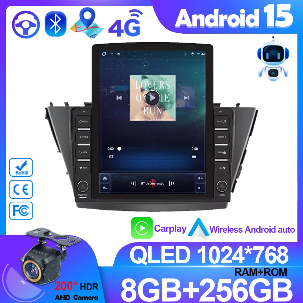 9.7'' 2Din Android 15 Car Radio for Toyota Prius V Plus Alpha 2012-2015 Multimedia Player 4G Carplay DVD Head Unit GPS DIN