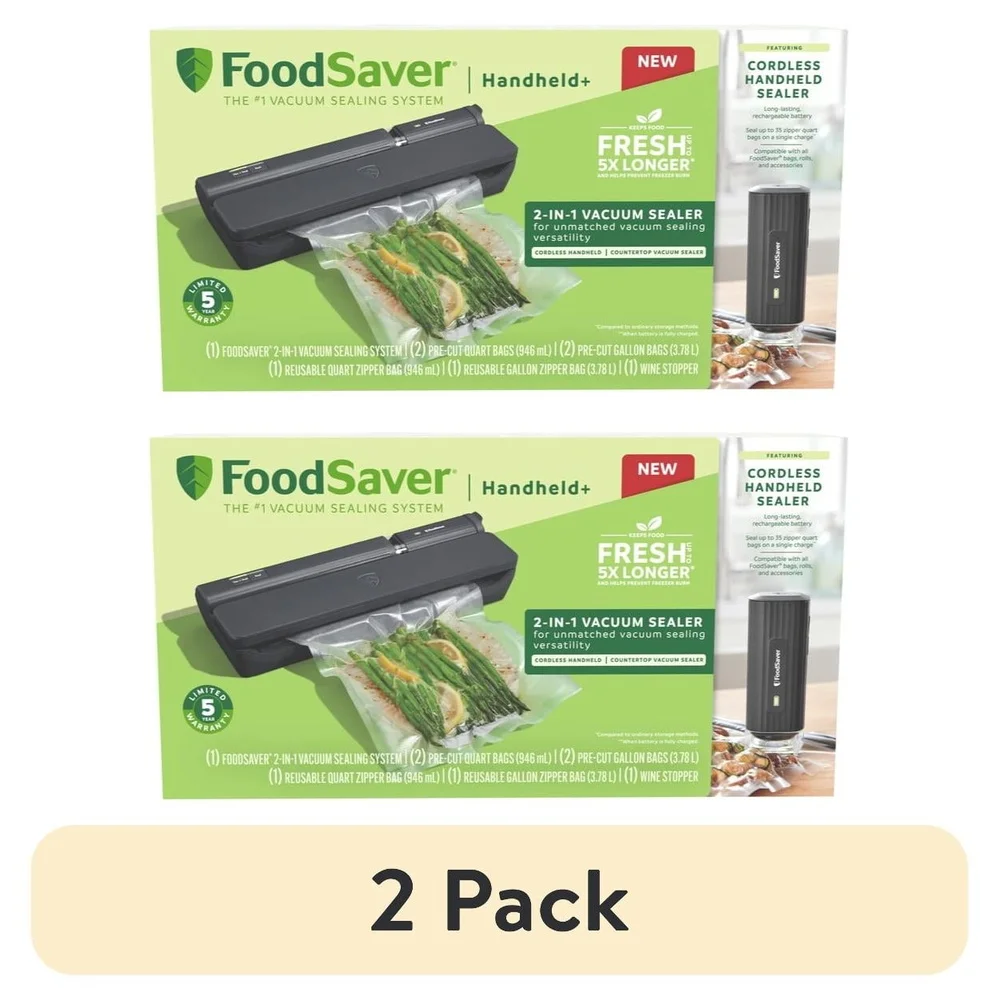 2-in-1 Handheld Countertop Vacuum Sealing System Cordless Vacuum Sealer Marinate Mode Compact Design Airtight Food Storage