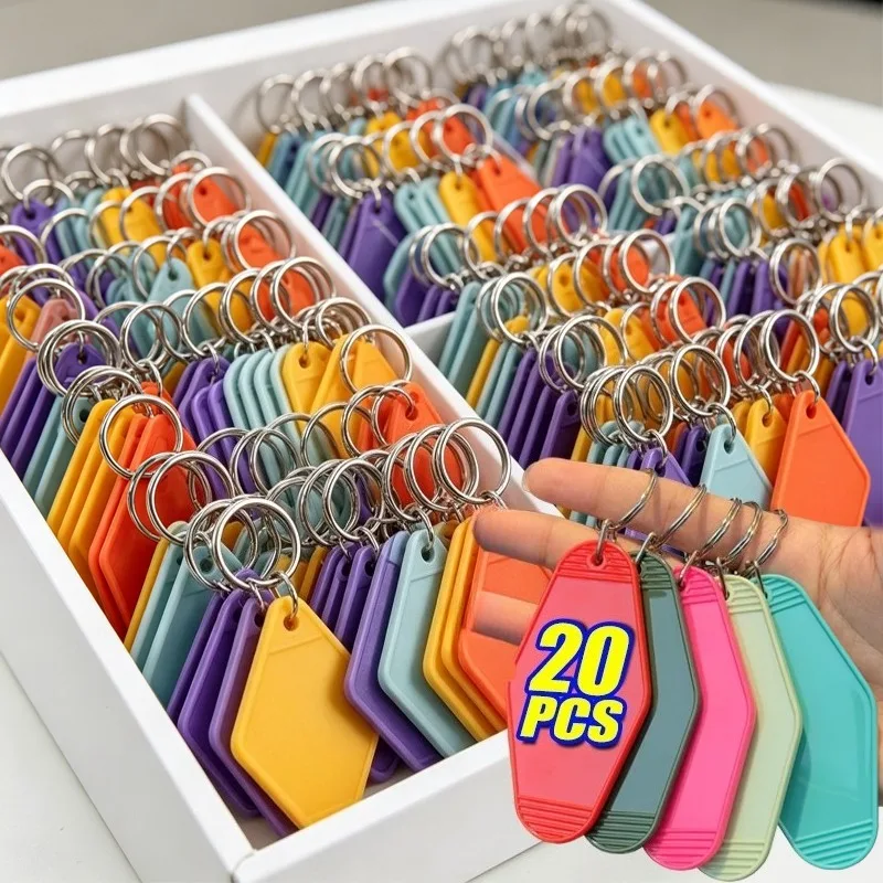 1-20pcs DIY Blank Key Tags Colorful Plastic Hotel Number Classification Card Name Baggage Tag ID Split Ring