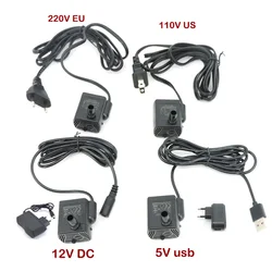AC 220v 12v 5v DC USB Ultra quiet Mini Brushless Fountain Water Pump Submersible 5W 10W 200-400L/H Lift Aquarium fish tank