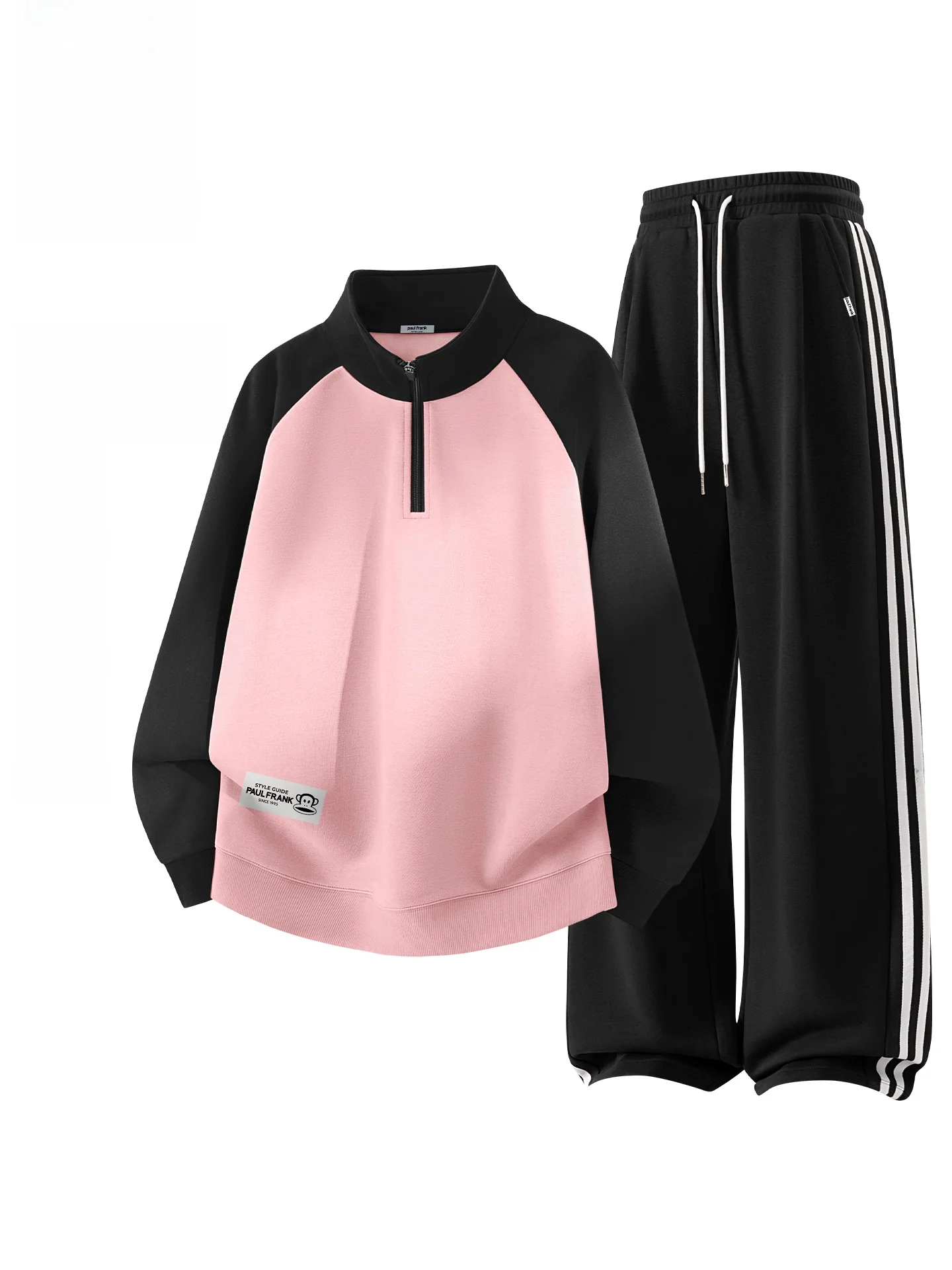 

Розовый комплект: худи на молнии и брюки для мужчин, весна 2026, повседневная спортивная одежда, топ на молнии с длинным рукавом, смесь хлопка и полиэстера