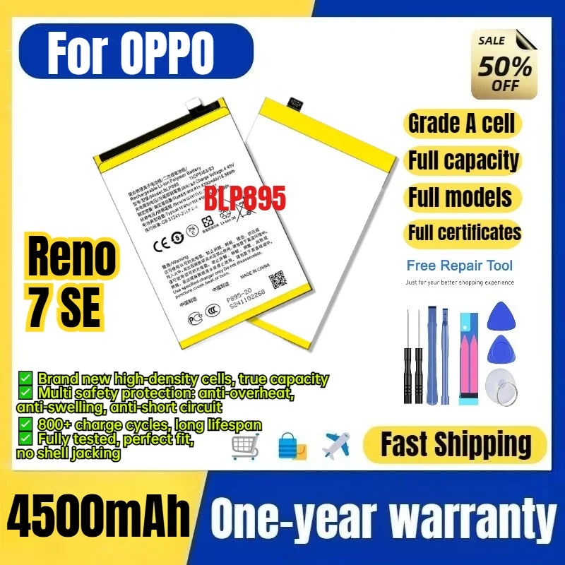 BLP895 for OPPO Reno 7 SE Phone Battery 0 Cycle High Quality High Capacity Battery Replacement Bateria Grade A Cell with Tools