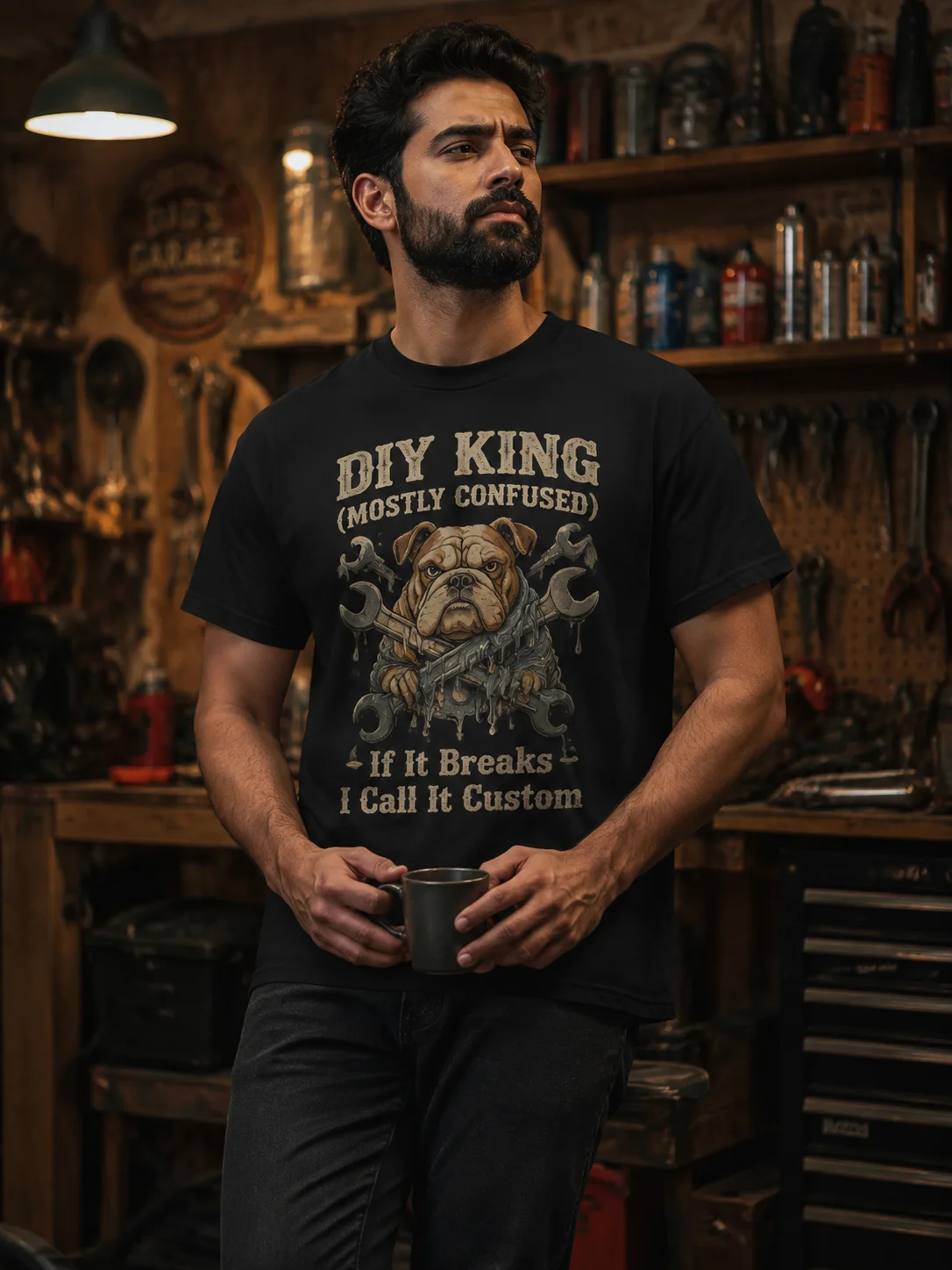 

Men Graphic T Shirt Short Sleeve Classic Fit 50% Cotton 50% Polyester Stretch Fabric Bulldog Print Summer Casual for Daily