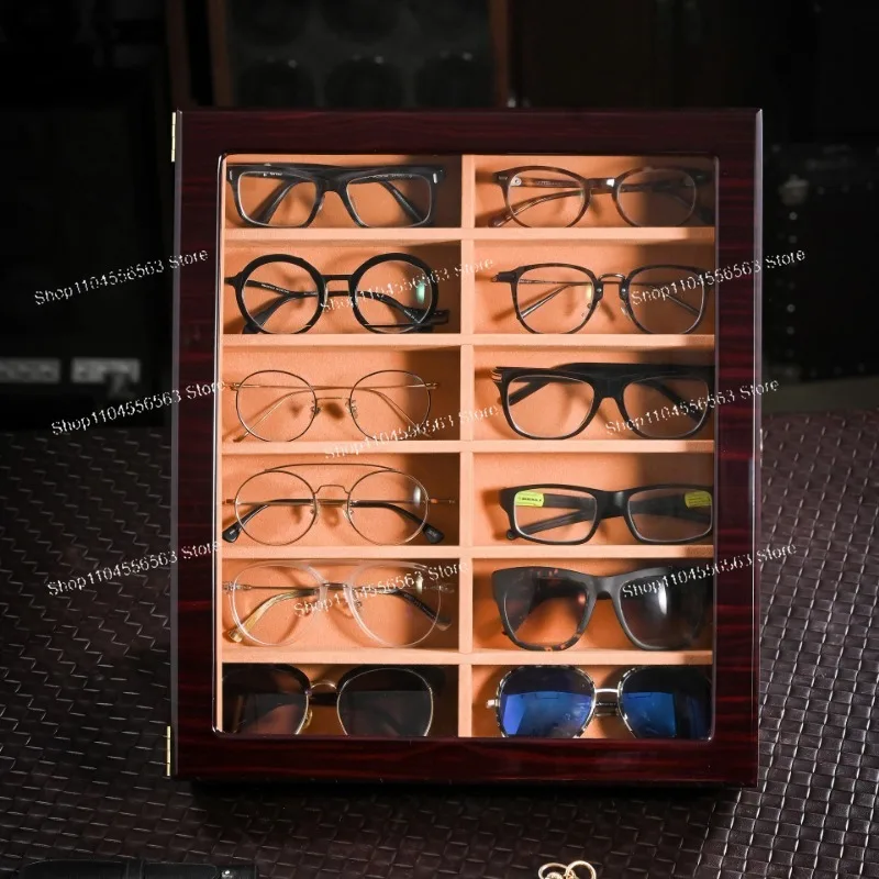 12‑Grid Vertical Eyewear Organizer Lockable Sunglas ses Display Storage Box for Retail Showcase