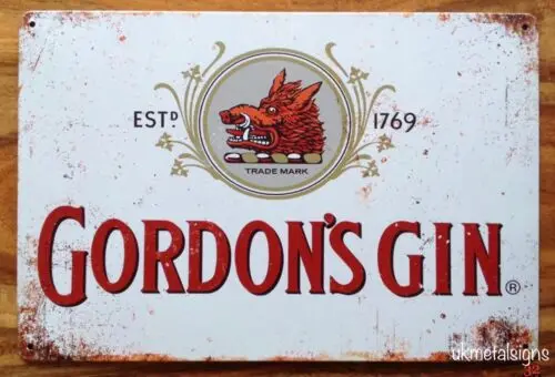 Gordons Gin Retro Metal Sign Man Cave Bar Pub Garage Party Vintage Gift Wall