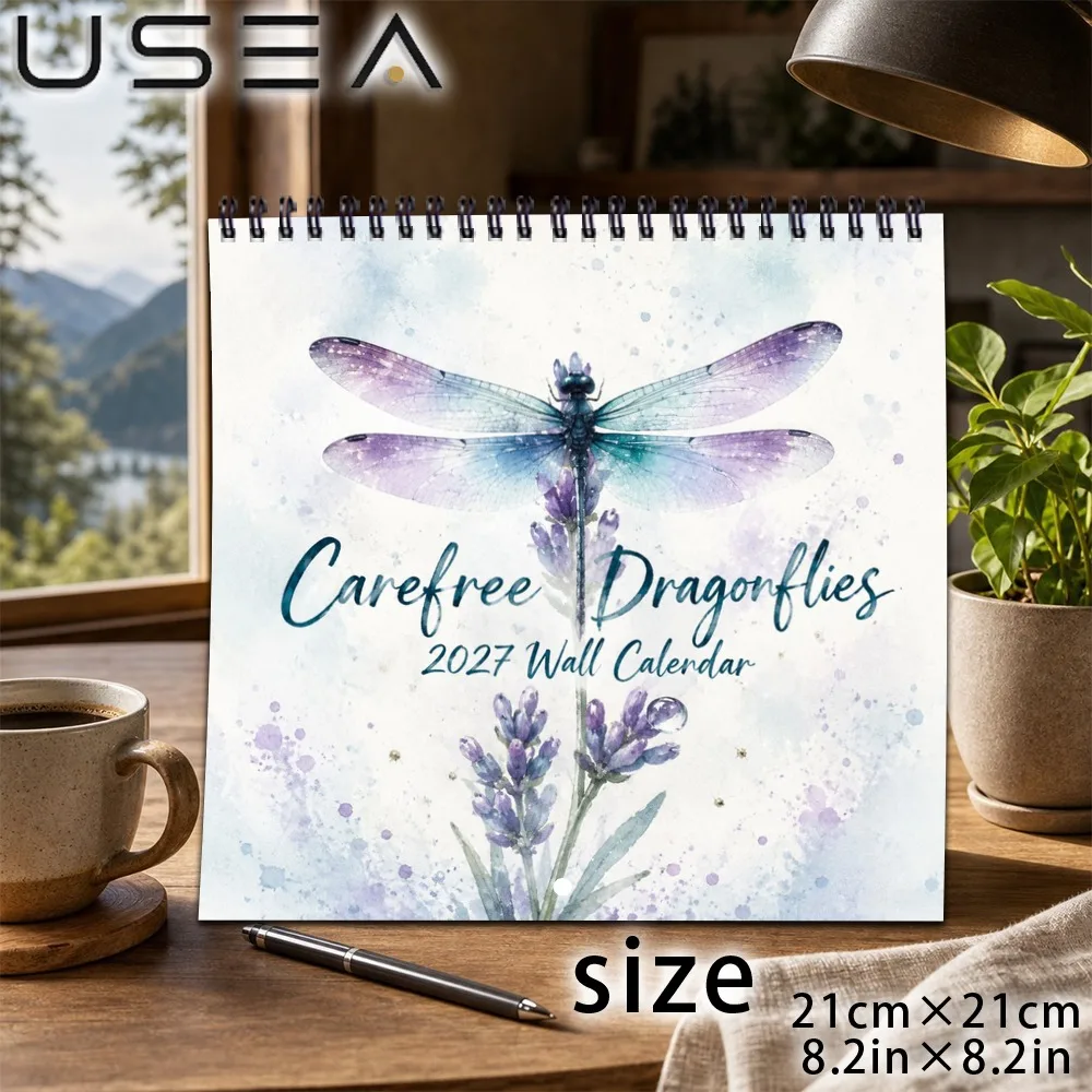 2027 Wall Calendar, Carefree Dragonflies Wall Calendar,Habit Tracker Time Management Journal,   Christmas Seasonal Gift