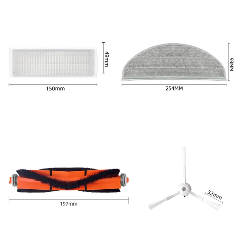 FNJK-For Xiaomi Mijia روبوت التنظيف الذاتي ممسحة كهربائية MJSTP فرشاة جانبية رئيسية فلتر Hepa ممسحة الملابس طقم استبدال جزء خرقة