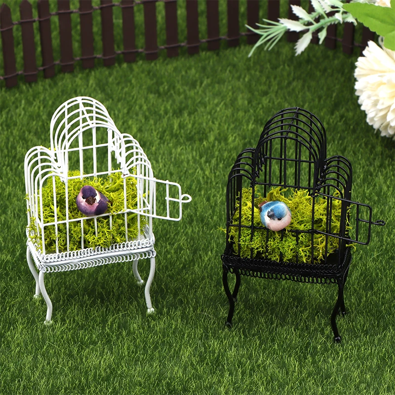 Mini Iron Art Bird Cage para Dollhouse, Modelo Em Miniatura, Birdhouse, Decoração Do Jardim, Boneca De Brinquedo, Micro Cena, Adereços De Construção, 1:12