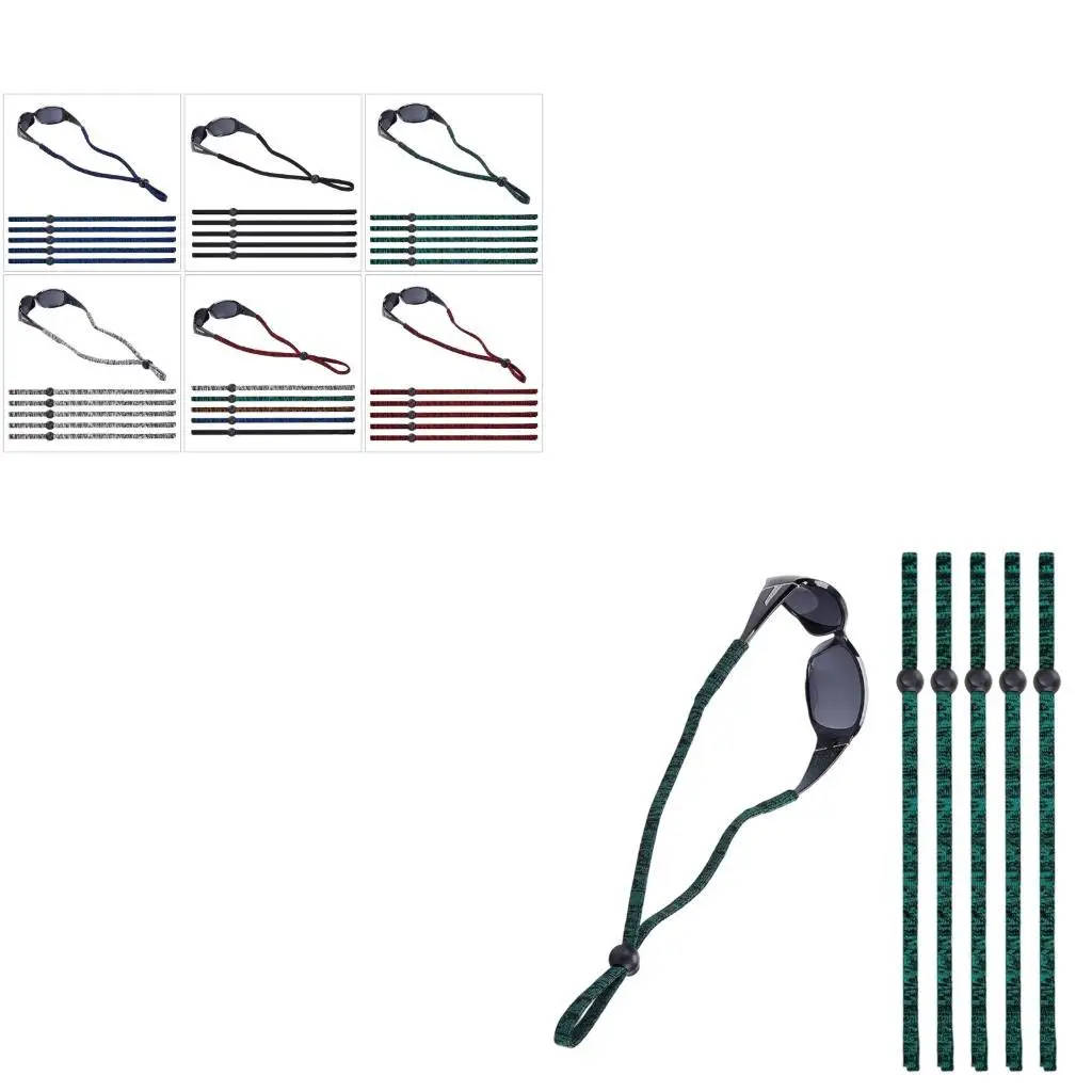 

652F Set of 6 Sports Eyewear Straps Adjustable Clasp Colorful Sports Band for Surfing Swimming Gear