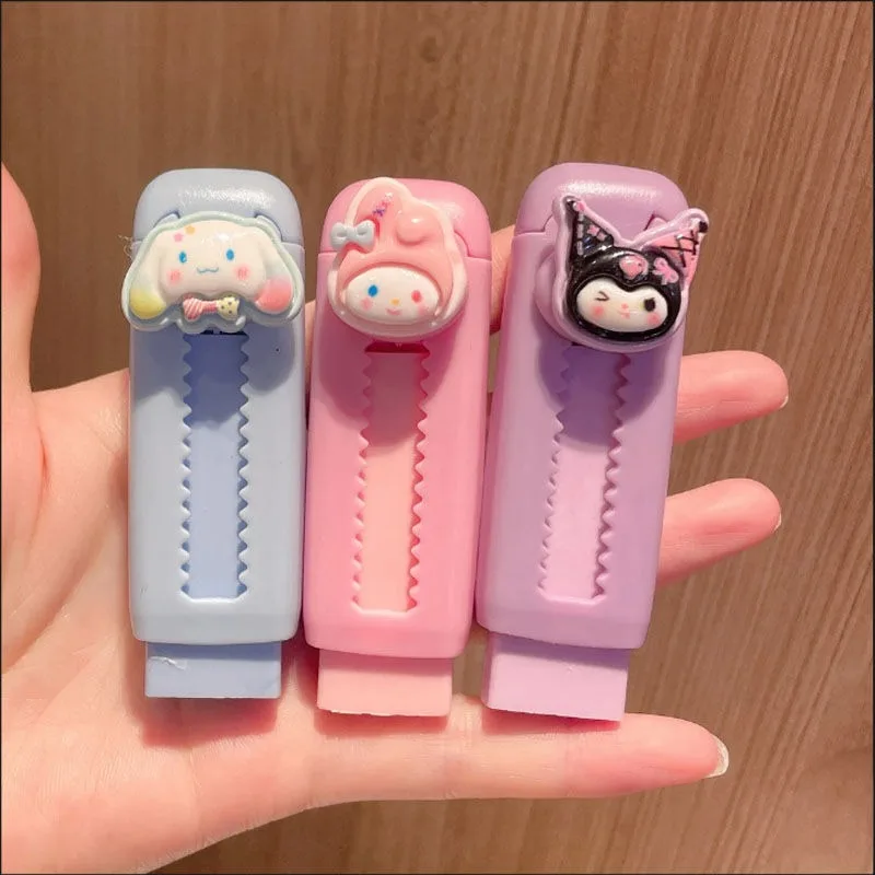 Sanrio My Melody Kuromi Cinnamoroll выдвижной резиновый ластик, высокоэстетичный креативный студенческий мультяшный ластик, супер чистый.