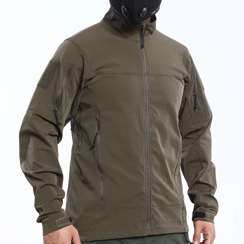 

2.0 Lightweight Waterproof Tactical Hiking Jacket Outdoor Multi pockets Work Coat Spring Autumn Stretch Camo Climbing Clothing