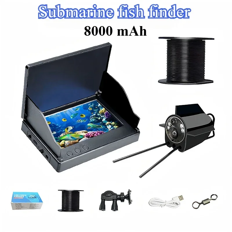 4.3/5 Inch Fish Finder, Underwater Visible HD Camera, Underwater Temperature Sensing Deep Night Vision Fishing Artifact 8000mA