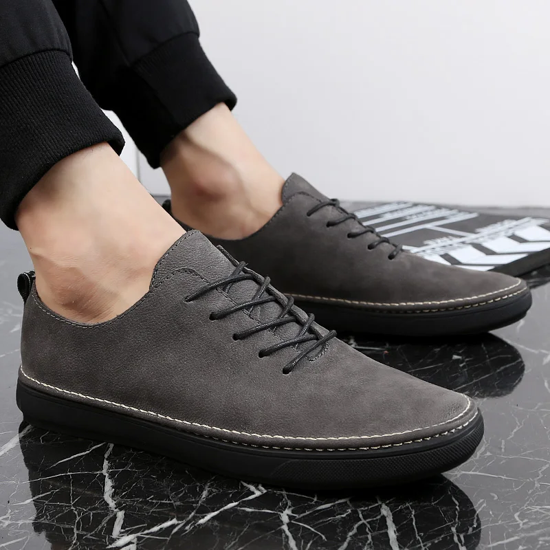 

Men's cow suede Leather Shoes lace up Business oxfords flats with Non-Slip Sole, Office & Travel