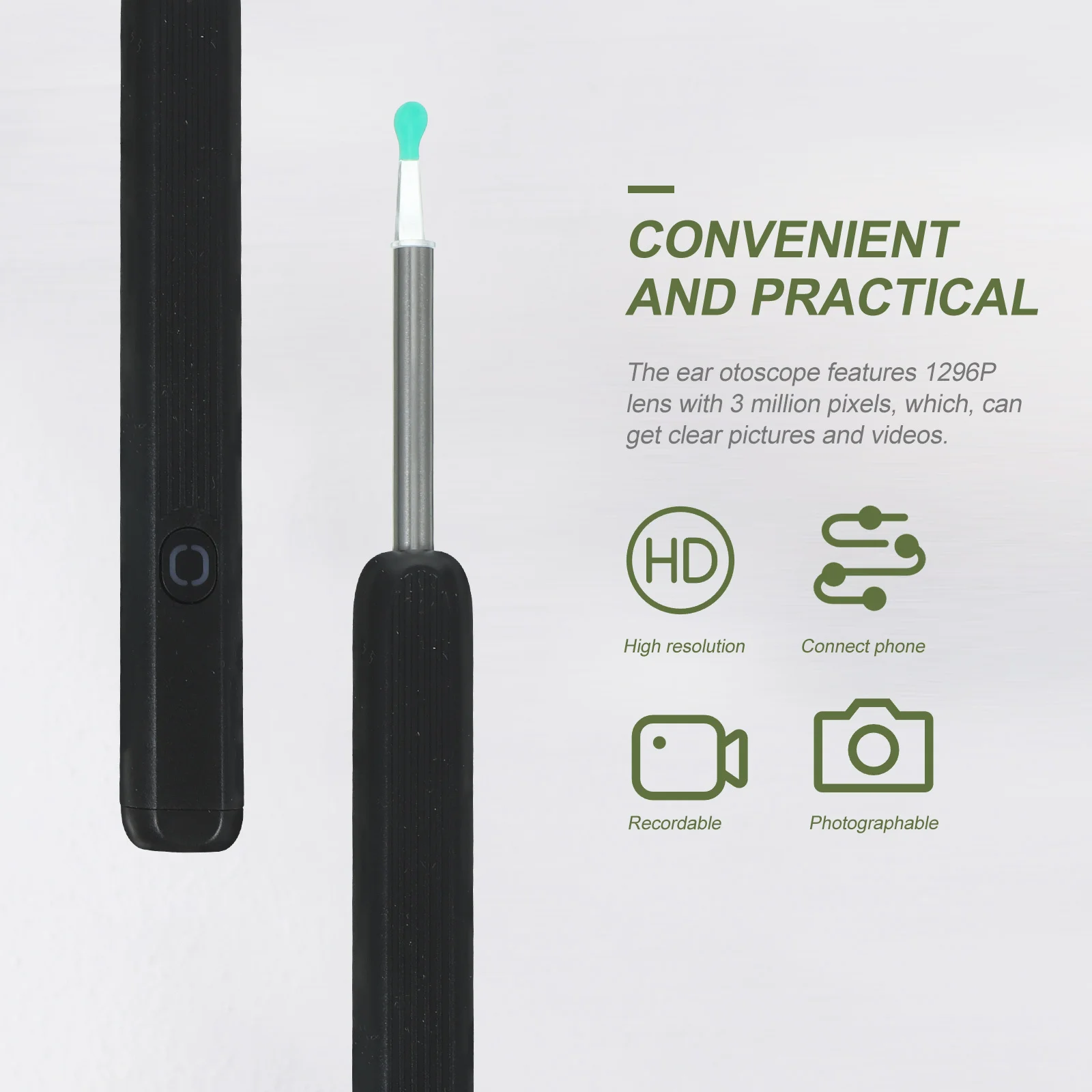 

1 set 1296P Wireless Ear Otoscope 3Mm Metal Tip 4 Replacement Tips Portable Earwax Removal Kit For Ear Nose Oral