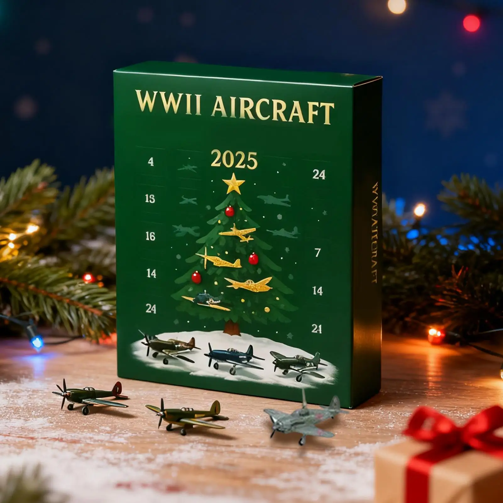 

2025 Christmas Countdown Calendar with 24 Fighter Pendants for Kids New Year Gift Advent Blind Box 2D Airplane Countdown Decor