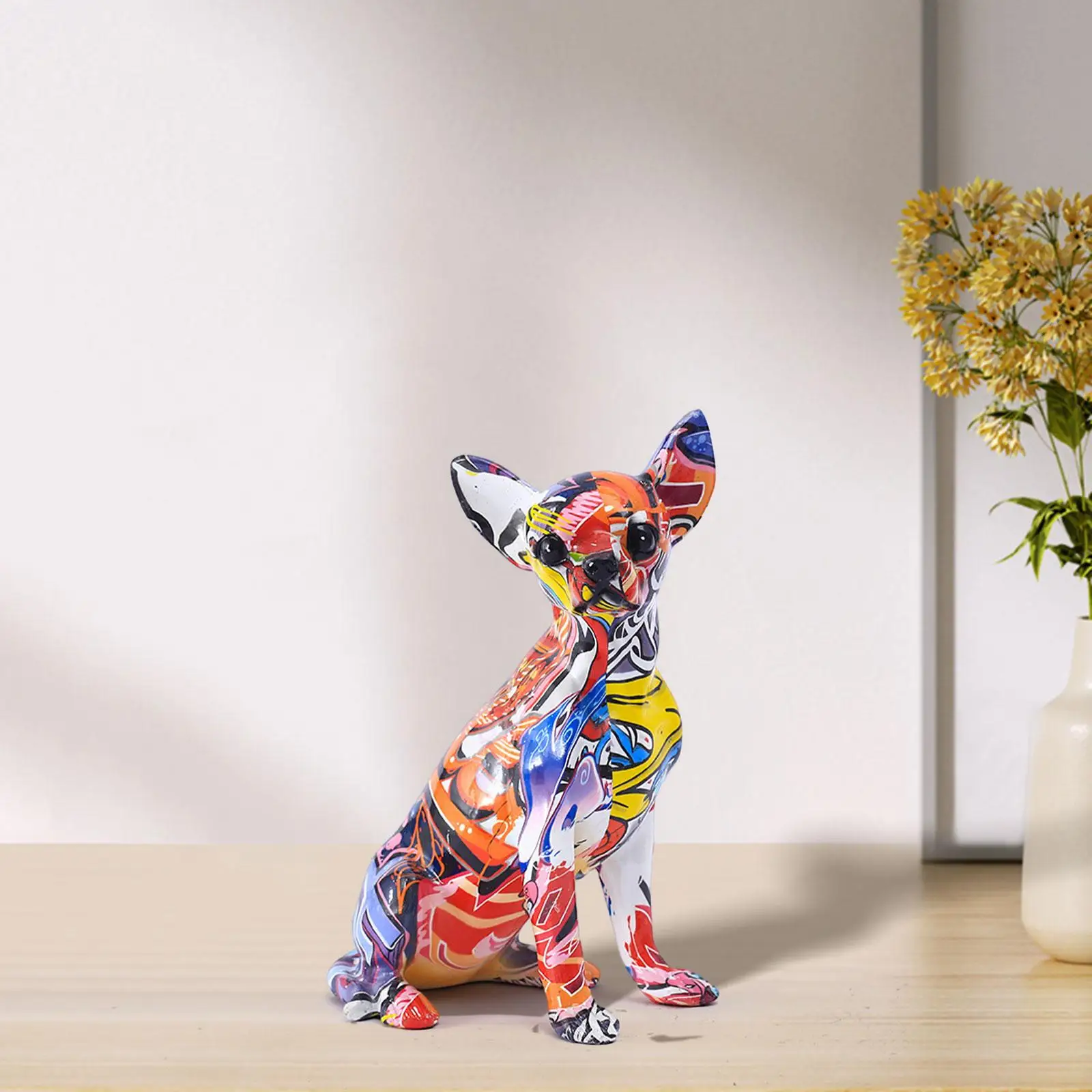 

Dog Statue Realistic Collectible Multicolor Decorative Standing Animal Ornament for Tabletop Office Cabinet Bookshelf Indoor