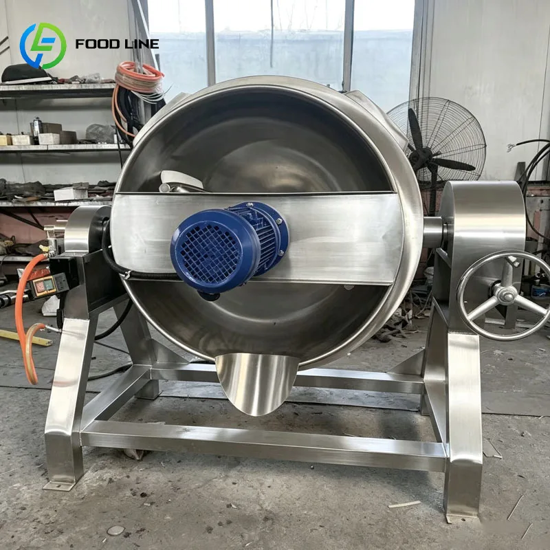 Electric Jacketed Cooking Kettle with Tilting Agitator for Commercial Food Processing Customized