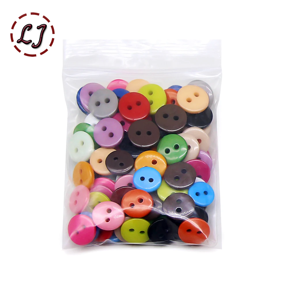 100pcs/lot Resin Button Round 2 Holes 9/10/11mm sew on Small button for child cloth Candy colors handmade DIY accessories