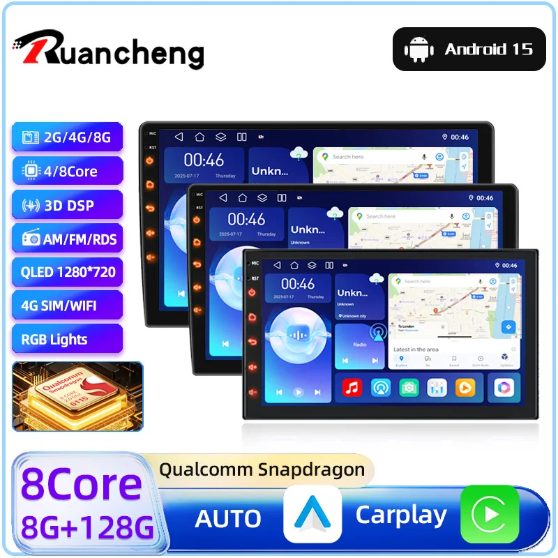 2026 Neues 7/9/10 Zoll 2D im Autoradio, Snapdragon Android 15, unterstützt CarPlay und Android Auto, geeignet für Toyota, Volkswagen