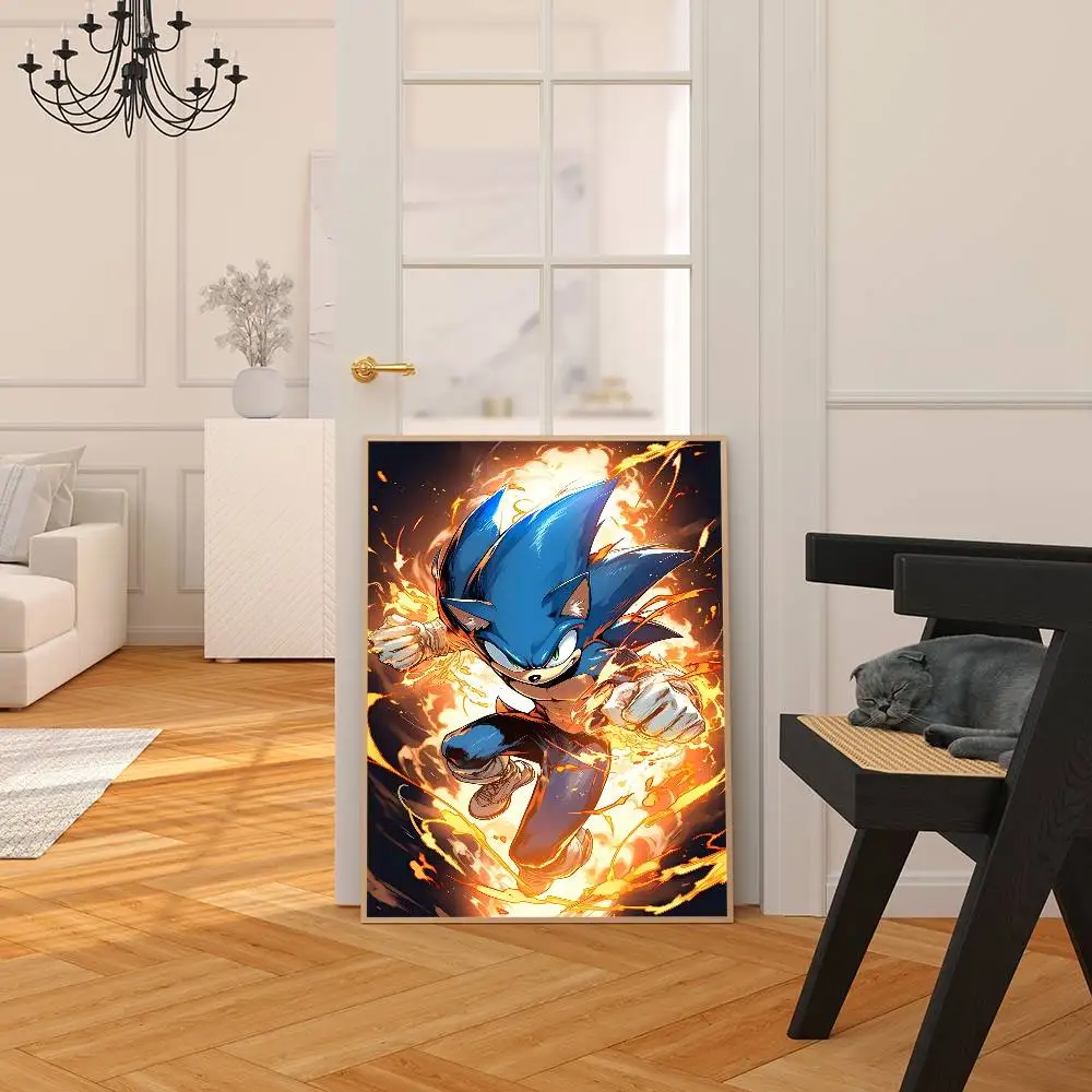 سونيك أنيمي ذاتية اللصق ملصق فني يتوهم الجدار ملصق لغرفة المعيشة زخارف للحانات اللوحة الزخرفية خمر #4