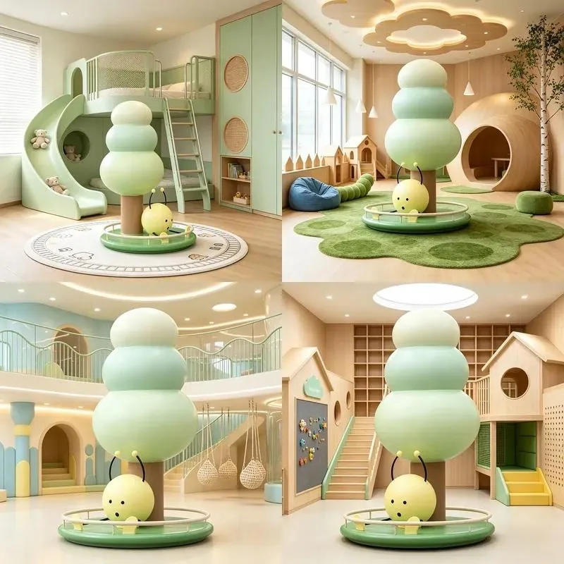 Cute Traditional Tree Worm Resin Rotating Toy Handmade Decoration for Living Room Children Playground Play Equipment
