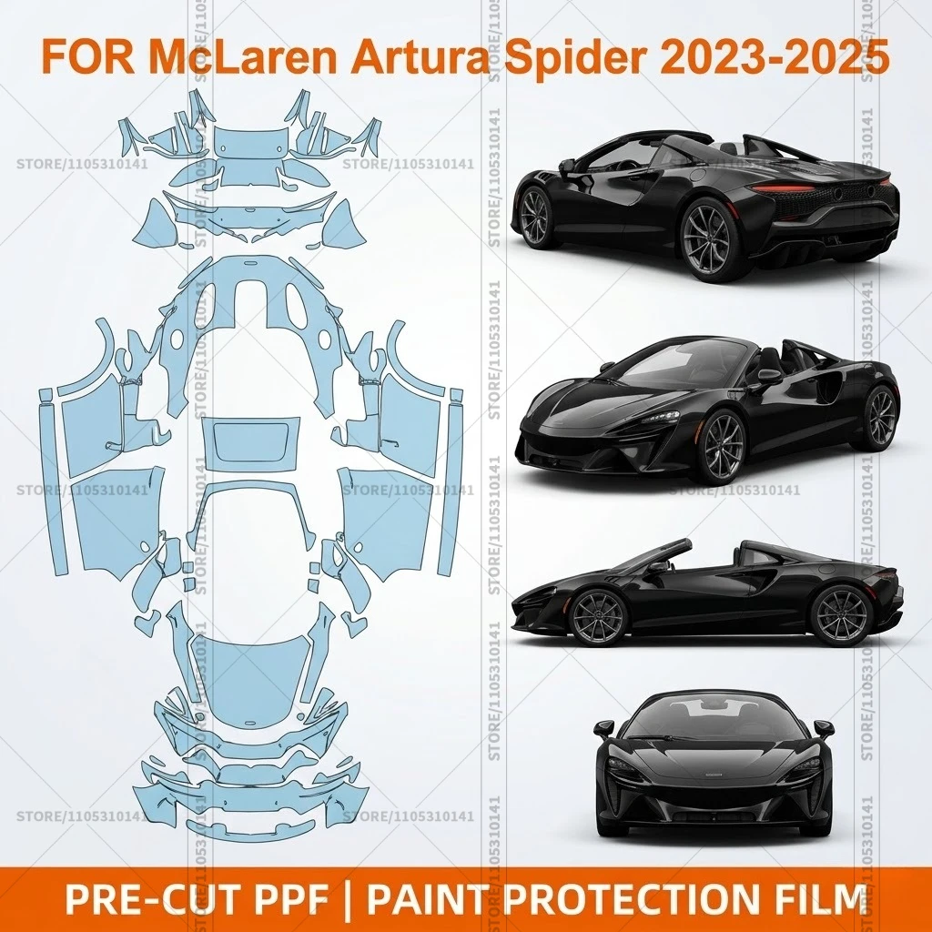 

Pre-Cut Paint Protection Film PPF Transparent Bumper Protector Automotive Clear Bra Car Film For McLaren Artura Spider 2023-2025