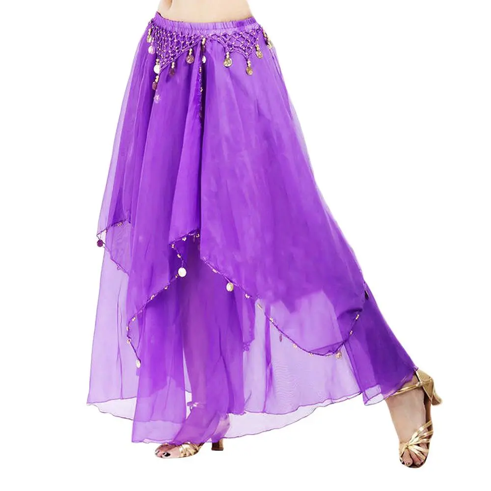 Belly Dancing Skirt Women Chiffon Spanish Skirt Shiny Sequins Tassels Dancing Skirt Show Costumes Belly Dance Accessories