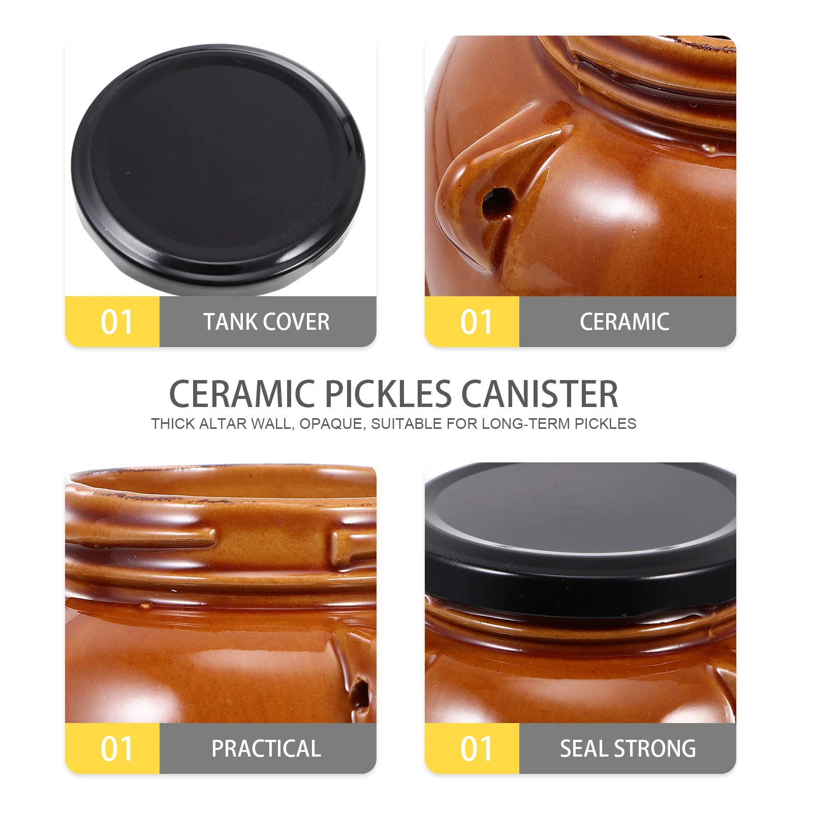 

Ceramic Pickles Jar Large Capacity Food Storage Container Sealed Jar Practical for Home Restaurant Food Ceramic Canister
