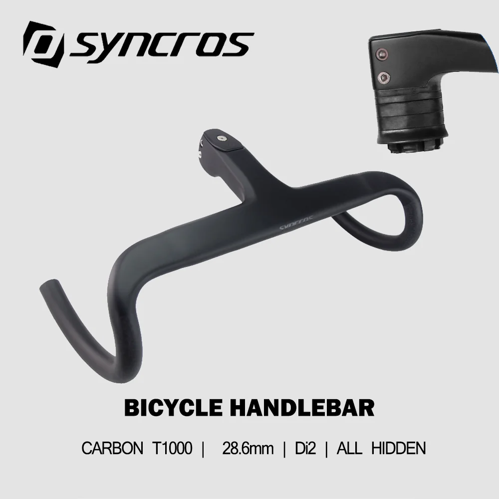 SYNCROS-Integrated Carbon Road Handlebar, Internal Routing, Matte Adapter, Black Spacers, Bike Fittings, T1000, 28.6mm