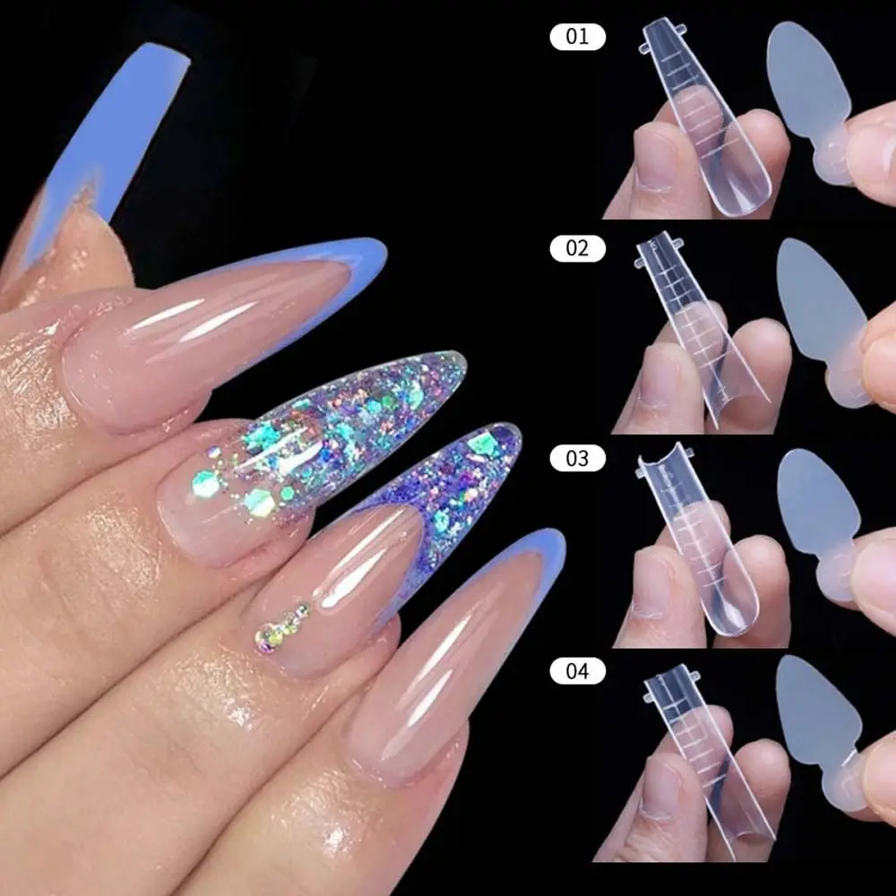 Franse lijn nagelstickers gelverlenging nagelvorm Franse forma dubbele sticker nagels mal sticker siliconen nagels mal pad