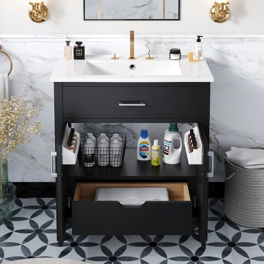 

30-Inch Bathroom Vanity with Ceramic Sink and Ample Storage The Perfect Choice for Small Bathrooms Bathroom Cabinets Under Sink