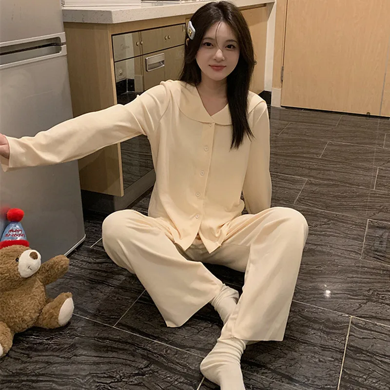 

De Velvet Warm Women's Pajamas Set New Winter Sleepwear Fleece Thick Women's Home Clothes Loungewear Nightwear Pijamas Suit