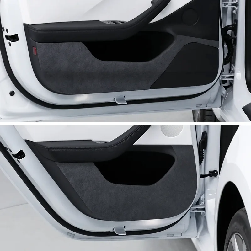 

4 шт., защитная накладка для дверей из алькантары, замша для Tesla Model 3 Model Y Juniper 2017-2025, противогрязная отделка дверей автомобиля