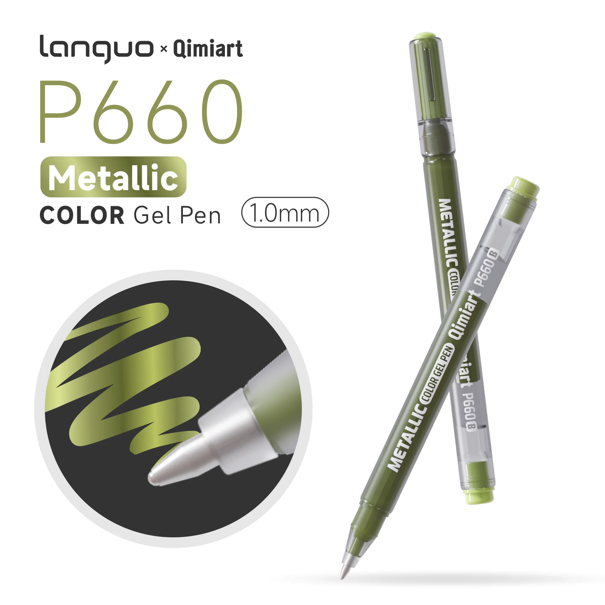 Languo 3D Dreidimensionaler 48-Farben Metallic-Malstift mit 1. 0-mm-Spitze aus Edelstahl, stabiler und gleichmäßigere Tintenausgabe, metallische Glanztextur, stärkere Farbdeckung, geeignet für verschiedene Materialien, wasserfest und lichtbeständig, sehr satte Farben, erfüllt mehrere Zeichnungsbedürfnisse, geeignet zum Zeichnen, Schreiben, Markieren, DIY... Nagelkunst, Glas, Keramik – Detail 2