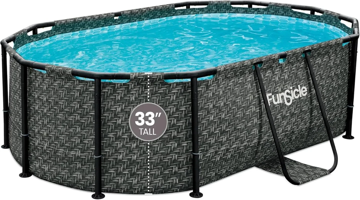 

Funsicle Oval Oasis Designer Above Ground Swimming Pool,with FiltraBoost 400 GPH Filter Pump with AutoSkimmer