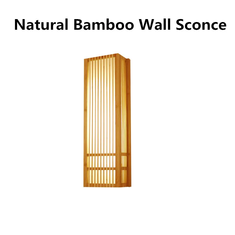 

MMBL New LED Natural Bamboo Wall Sconce Wood Wall Lamp Japan Style Lighting Living Room Restaurant Cafe Bedroom Hotel Home Decor