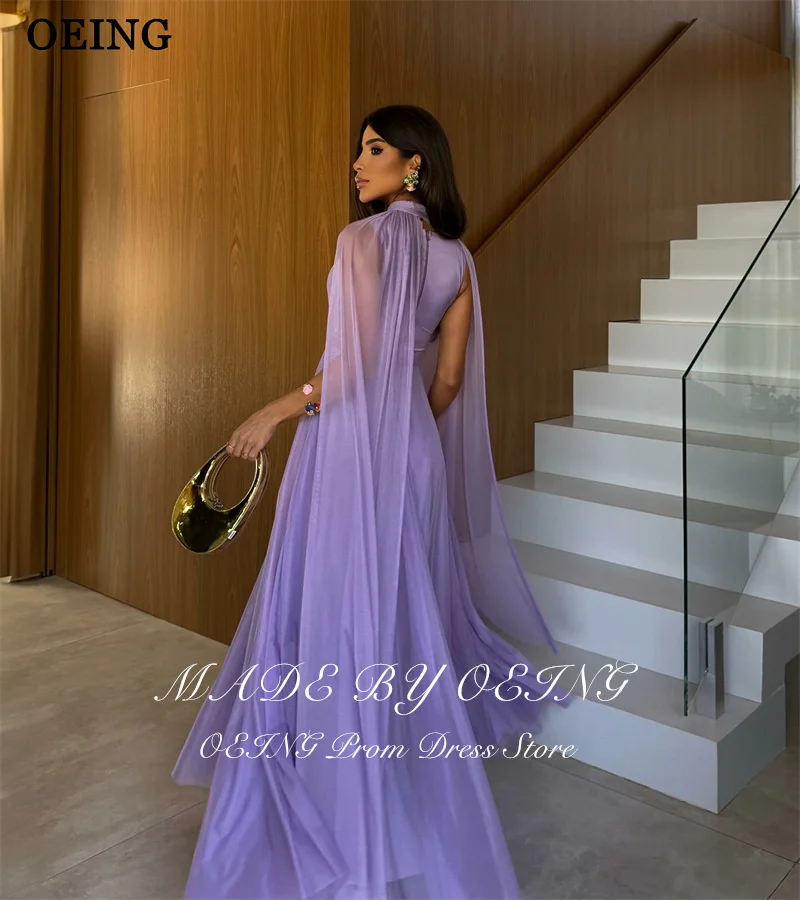 OEING – robe de bal trapèze violette, Simple, col en v, drapée, sans manches, longueur au sol, personnalisée